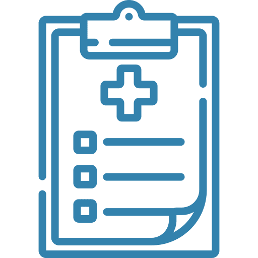 Blue clipboard icon with a white outline and checkboxes.